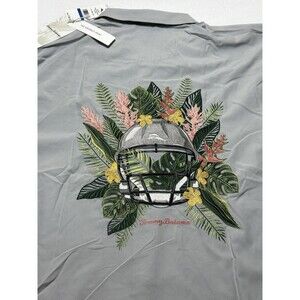 Tommy Bahama Football Helmet Button Shirt Mens Large Embroidered Coconut Point